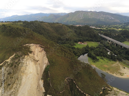 Asturias. Beautiful beach of San Antolin in Asturias,Spain. Aerial Drone Photo