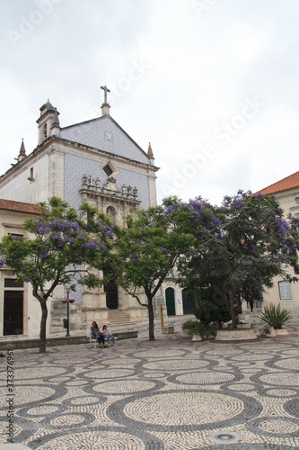 View of the magnificent architecture blue church old town  Aveiro center  Portugal  Europe