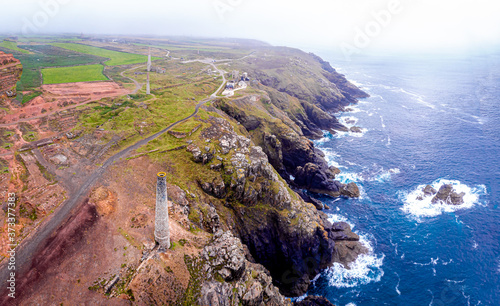 Aerial view of Geevor tin mines in Cornwall photo