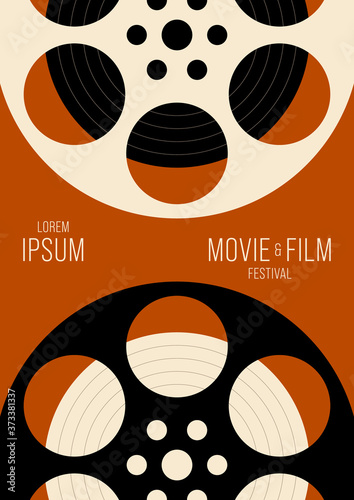 Movie and film poster design template background vintage retro style