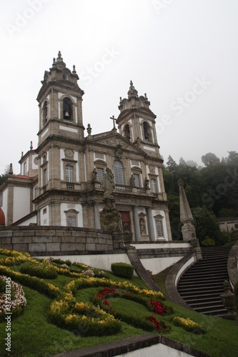 Bom Jesus do Monte, a sanctuary in Tenoes, in black and white, monochrome, Braga, Portugal