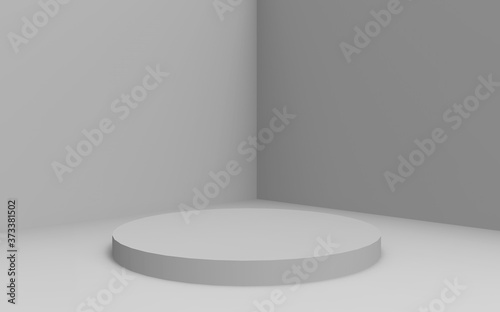 3d gray white cylinder podium minimal studio background. Abstract 3d geometric shape object illustration render. © Mama pig