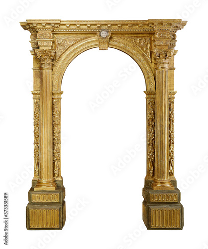 Arch golden doorway with clipping path.