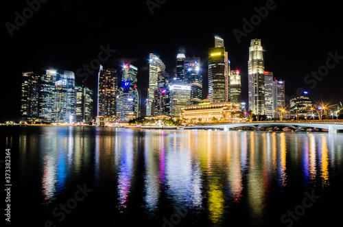 singapore city skyline at night