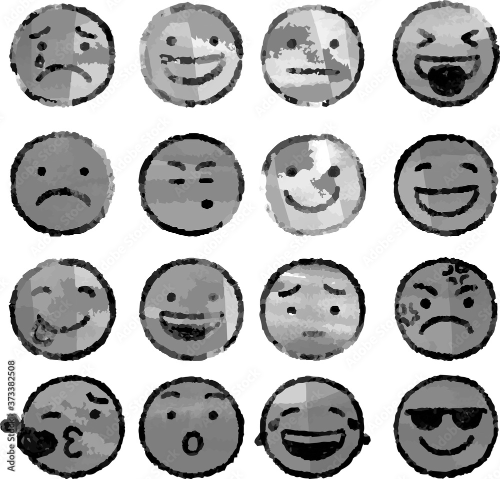 Fototapeta premium Face icon set using Monochrome color coldcolor texture