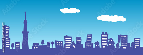 イラスト ：東京の町並みシルエット