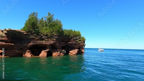  Apostle islands National Lakeshore in Northern Wisconsin. The Great Lakes.  Lake Superior, shoreline, sea caves