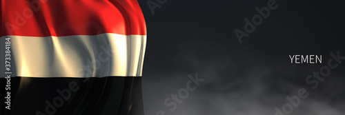 Yemen Flag with Dark Background. 3d Rendering of Middle East countries Flag.