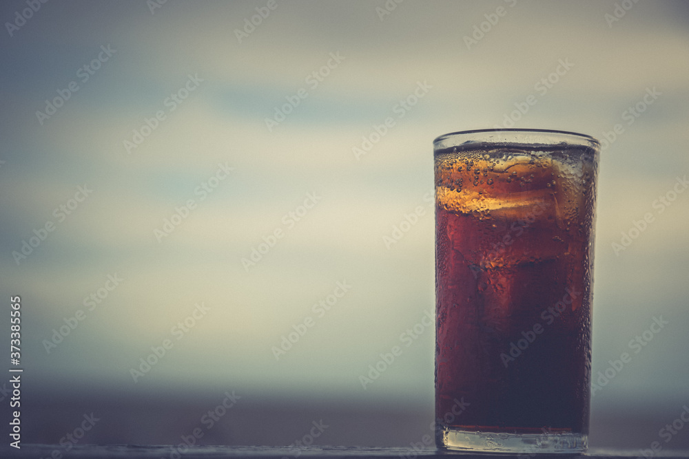 Cola with ice in the glass ready to drink for refresh Cola with ice in the glass ready to drink for refresh