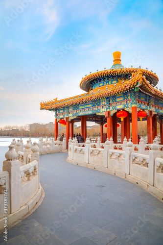 The Five-Dragon Pavilions at the north west of Beihai Park in Beijing, China