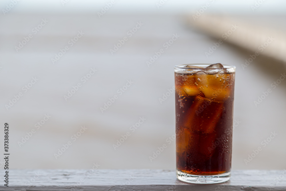 Cola with ice in the glass ready to drink for refresh Cola with ice in the glass ready to drink for refresh