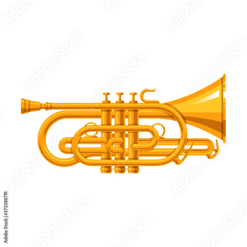 Gold Trumpet vector illustration. isolated object. instrument. wind instrument