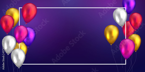 color balloons fame concept design template holiday Happy Day, background Celebration Vector illustration.