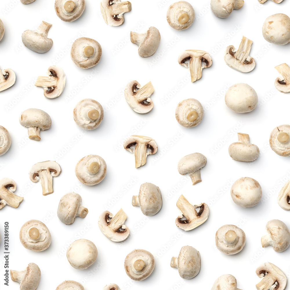 Seamless pattern with ripe champignon. Abstract background
