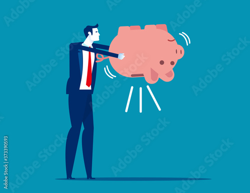 Empty piggy bank. Financial and saving concept. Flat cartoon vector style