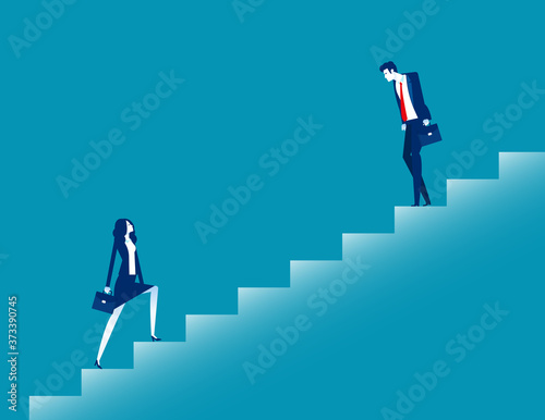 Business replacement. Up and Down. Flat cartoon vector style