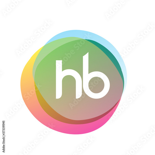 Letter HB logo with colorful splash background, letter combination logo design for creative industry, web, business and company.