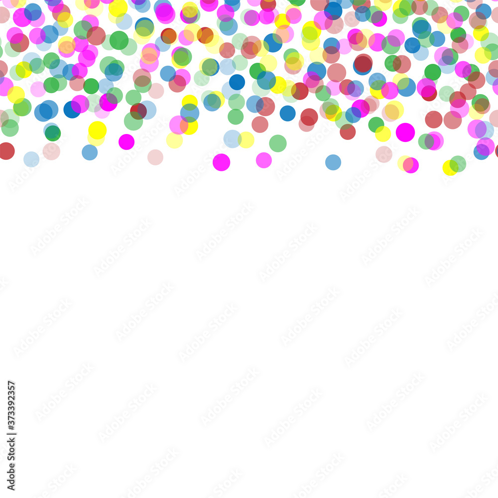 Falling colorful dots on white transparent background. Vector