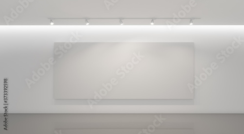 Empty white studio backdrops and spotlight on entertainment room background with showing scene. White product display or blank room. 3D rendering.
