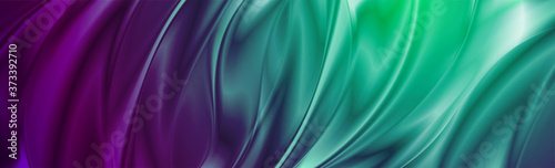 Abstract cyan violet liquid flowing elegant waves banner design. Smooth silk wavy header background. Vector tech illustration