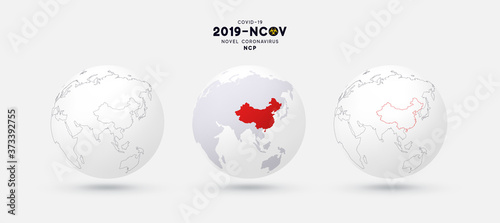 Set Earth Globes. Globe world. Template earth with map. Novel Coronavirus (2019-nCoV). vector illustration.