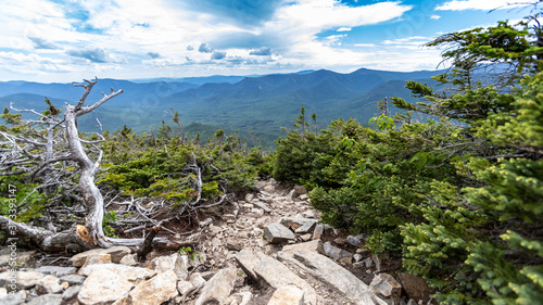 One last clear view of the Presidential Range and the Pemigewasset River Valley before descneding the south side of Bondcliff