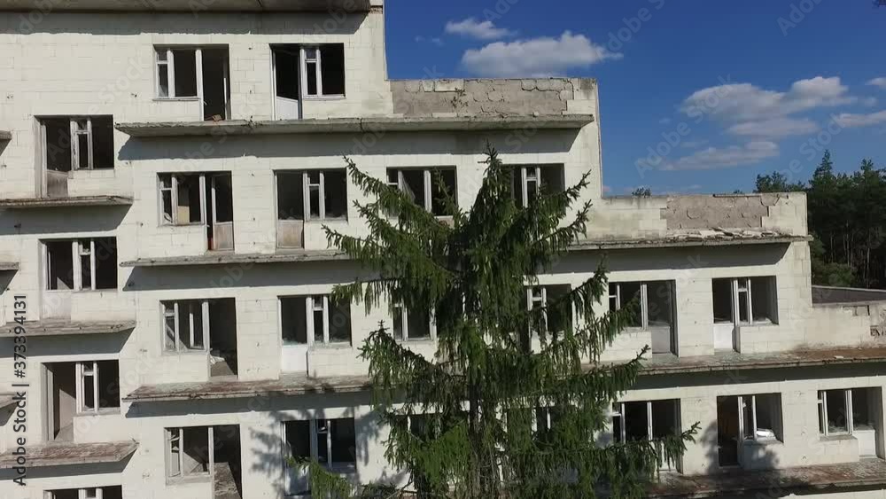 The destruction of the remnants of communism (drone image).Totally marauded and vandalised by ukrainian patriots after Revolution Dignity in 2014 kids summer camp. Kiev region. Ukraine The destruction of the remnants of communism (drone image).Totally marauded and vandalised by ukrainian patriots after Revolution Dignity in 2014 kids summer camp. Kiev region. Ukraine