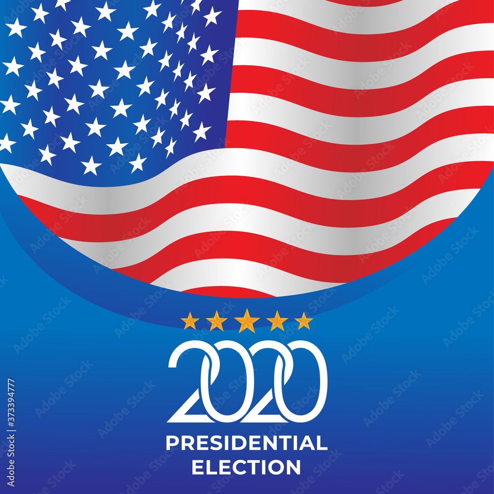 United States of America Presidential Election 2020 Vector illustration. USA Presidential Election 2020 Vector banner background design. 2020 US Presidential Election with America Flag Vector Design.