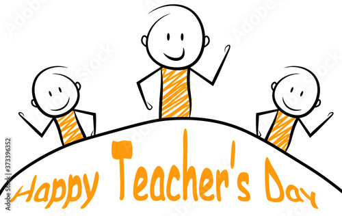 cartoon stickman of happy teacher's day. vector illustration.
