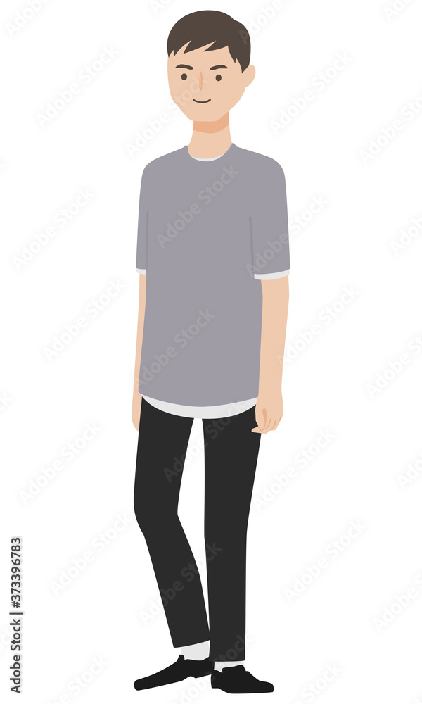 半袖ファッションの若い男性のイラスト。 半袖ファッションの若い男性のイラスト。