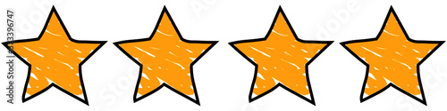 Hand drawn gold stars on the white background. rating concept.