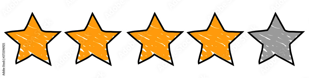 Obraz premium Hand drawn gold stars on the white background. rating concept.