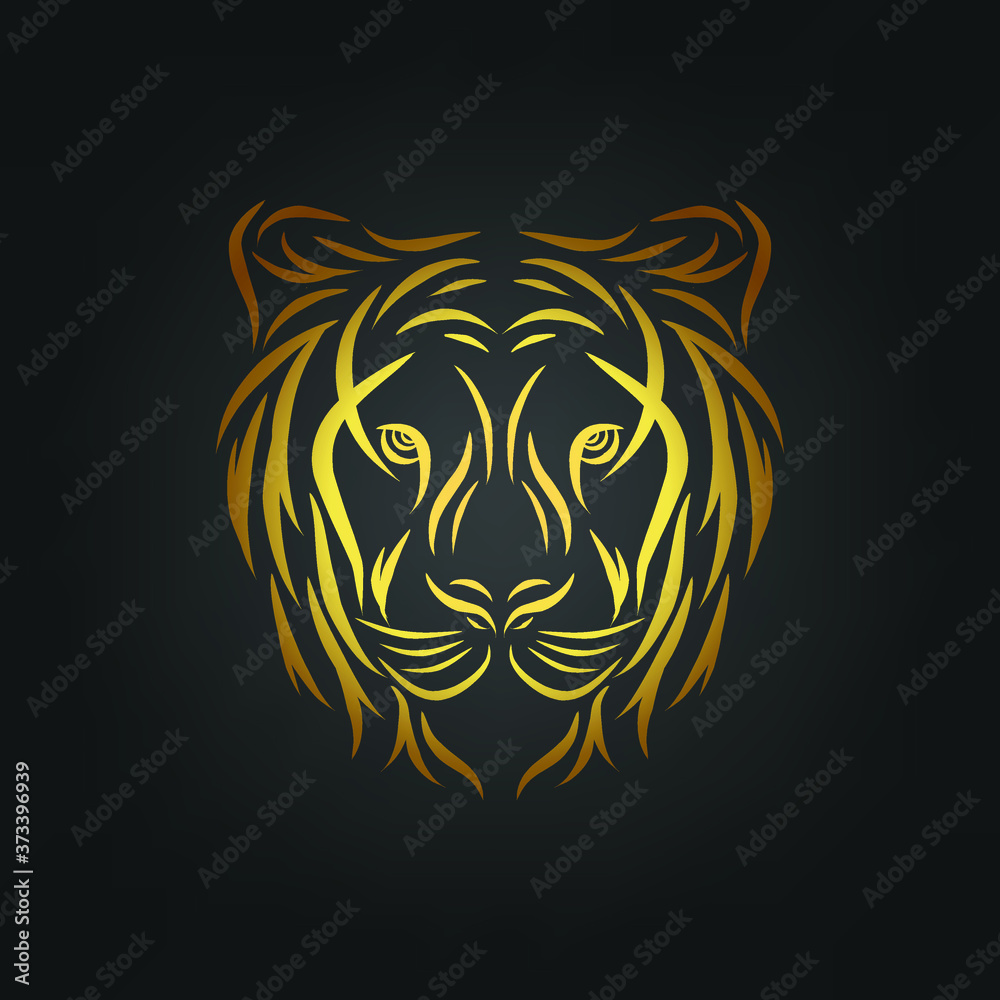 Fototapeta premium tiger head tattoo, tiger head line art