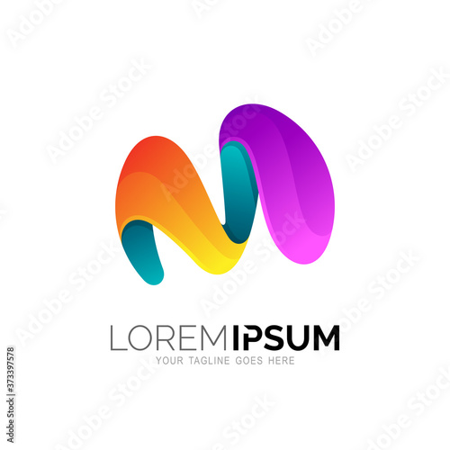 M logo, Letter m logo with colorful design illustration