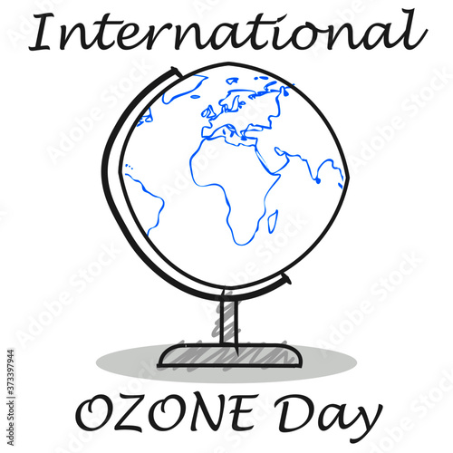 international ozone day text on cartoon earth poster with copy space for your text. vector illustration.