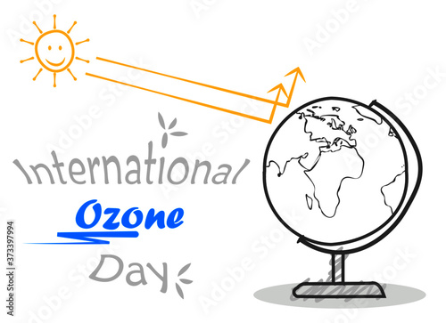 world ozone day symbol with cartoon earth poster with copy space for your text. vector illustration.