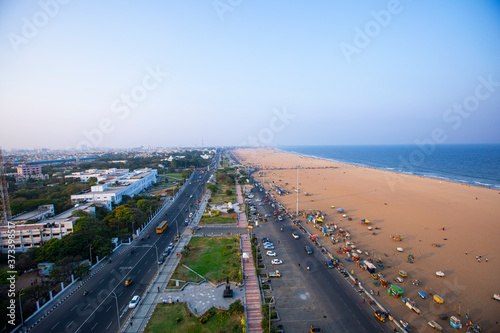 chennai, tamil nadu, india, march 01 2020, Marina Beach chennai city tamil nadu india bay of bengal photo