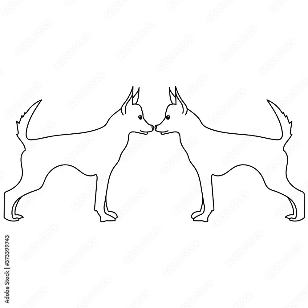 Vetor De Two Dogs Nose To Nose With Upturned Tails Dog Friendship Or vetor-de-two-dogs-nose-to-nose-with-upturned-tails-dog-friendship-or