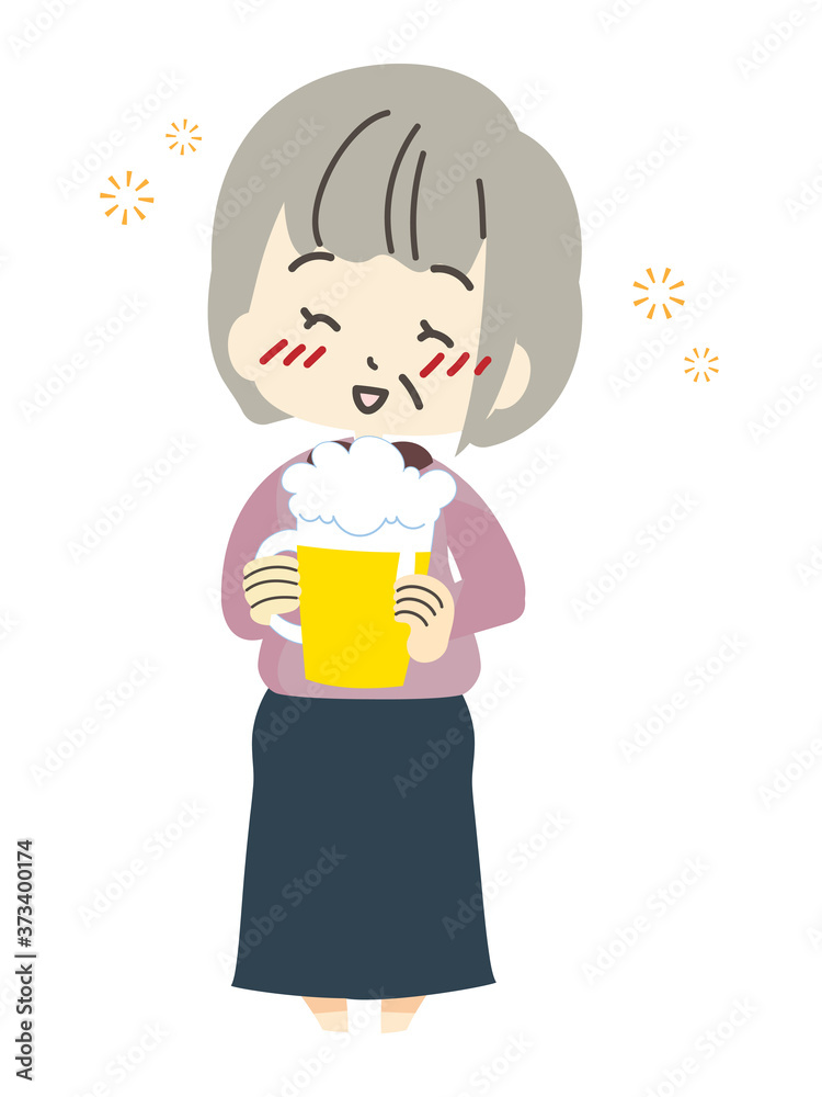 お酒を飲む女性のイラスト