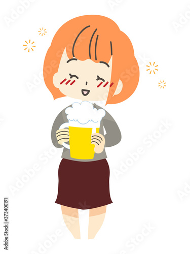 お酒を飲む女性のイラスト
