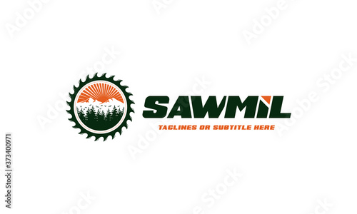 illustration vector graphic of modern, vintage, badge, emblem, stamp style for sawmill logo design