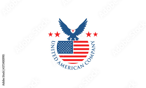 illustration vector graphic designs. badge, emblem, stamp logo american company, eagle and usa flag