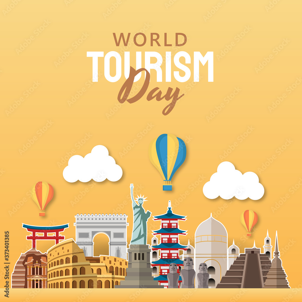 hand drawn illustration of world tourism day concept. Vector Illustration hand drawn illustration of world tourism day concept. Vector Illustration