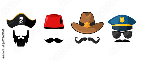 Various hats illustration icons  photo