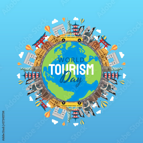 hand drawn illustration of world tourism day concept. Vector Illustration