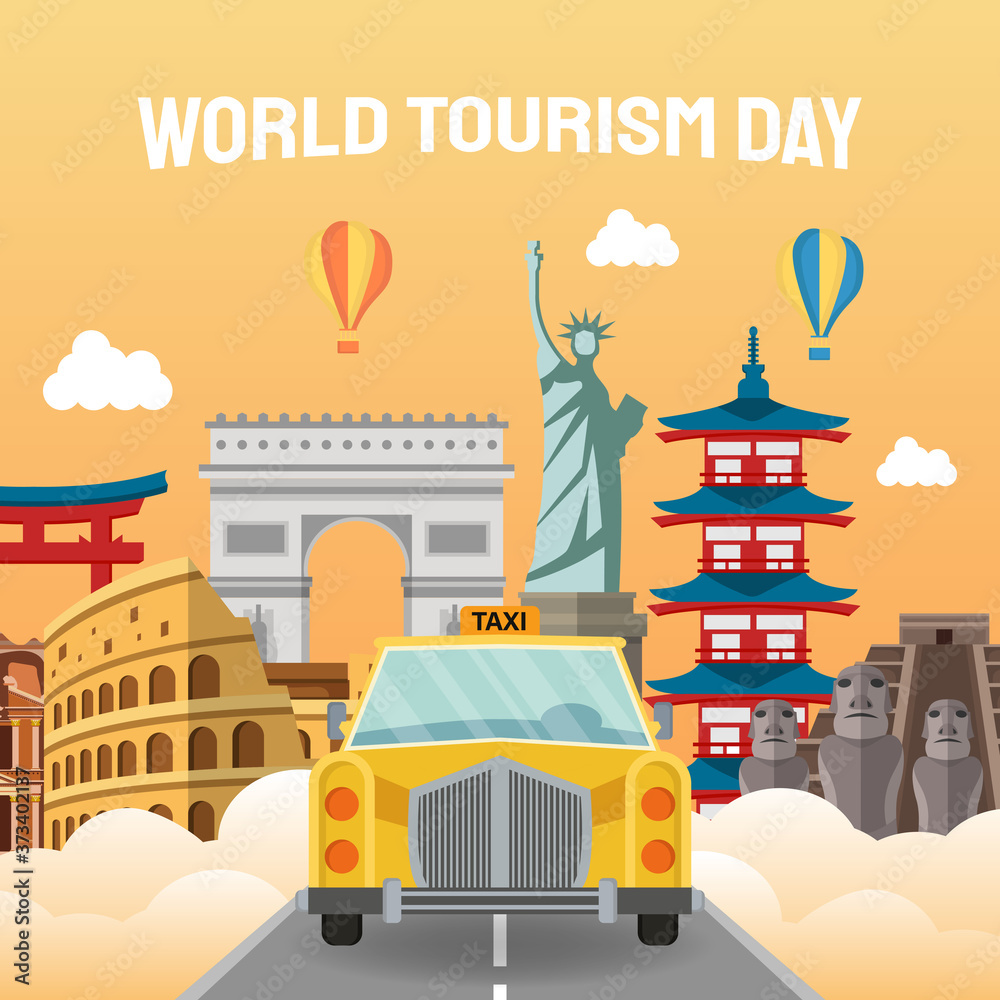 Naklejka premium hand drawn illustration of world tourism day concept. Vector Illustration