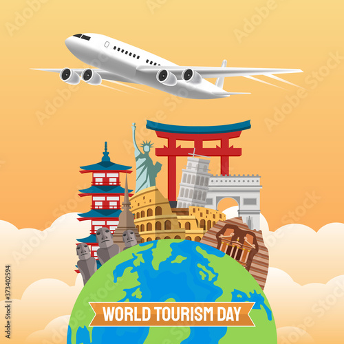 hand drawn illustration of world tourism day concept. Vector Illustration