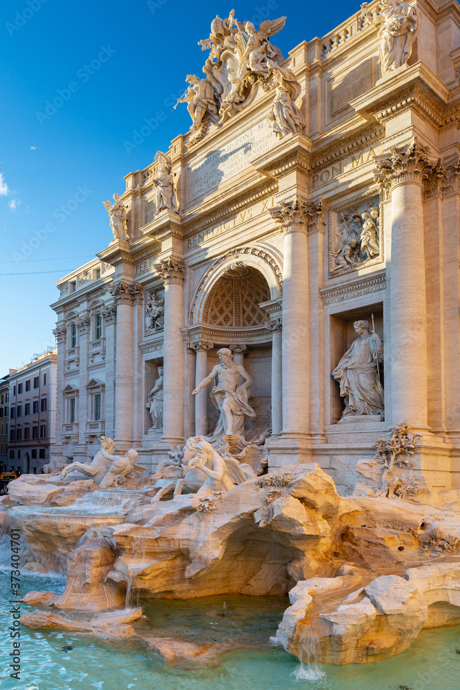 Beautiful architecture of the Trevi Fountain in Rome, Italy