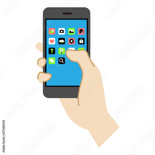 Illustration of operating a smartphone (launched the app)