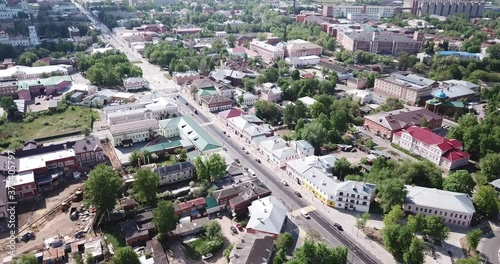 Aerial view of Yegoryevsk - Russian town and administrative center in sunny spring day photo